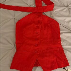 Commense Vibrant Red Halter Blazer